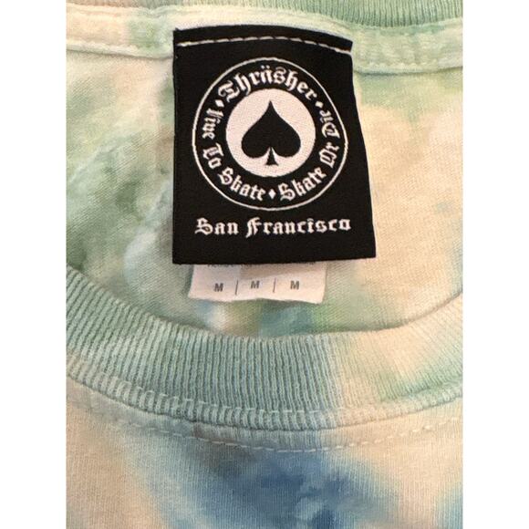 Thrasher Tie Dye stained thrashed Medium casual shirt blue green skater punk - Picture 3 of 5